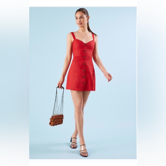 Reformation NWOT Finn Dress in Lipstick Size:2 - Picture 2 of 6